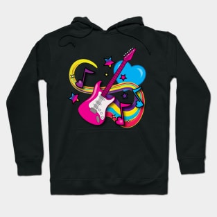 Electric Guitar with Notes and Stars Hoodie